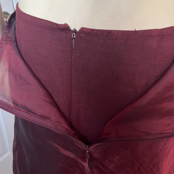 𝅺tiar Los Angeles A-Line Linen & Silk Organza Red Wine Burgundy Midi Skirt M - Picture 8 of 12